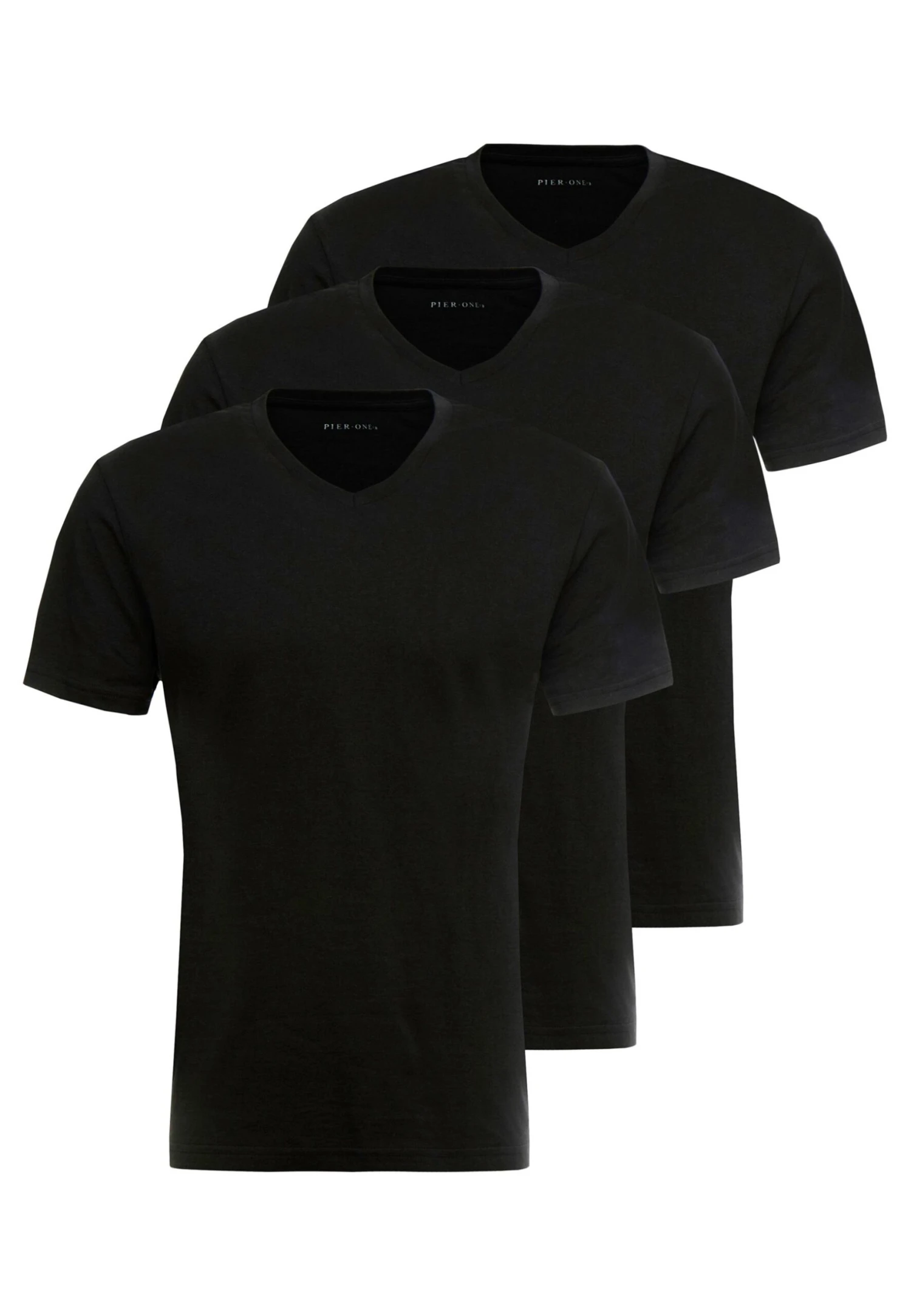 Pier One 3 Pack- T-Shirt Basic - Black 6 Pier One 3 Pack- T-Shirt Basic - Black - Afbeelding 4